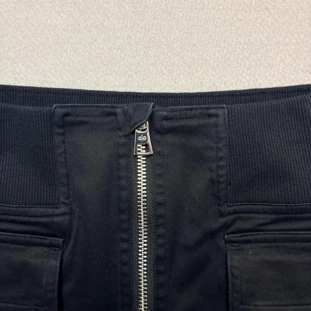 Alo Yoga Night Out Cargo Skirt Black Front Zip Cargo Mini Skirt Size S
